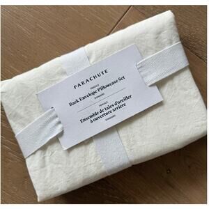 New Set of 2 Parachute Home Standard Percale Back Open Pillowcases Cream